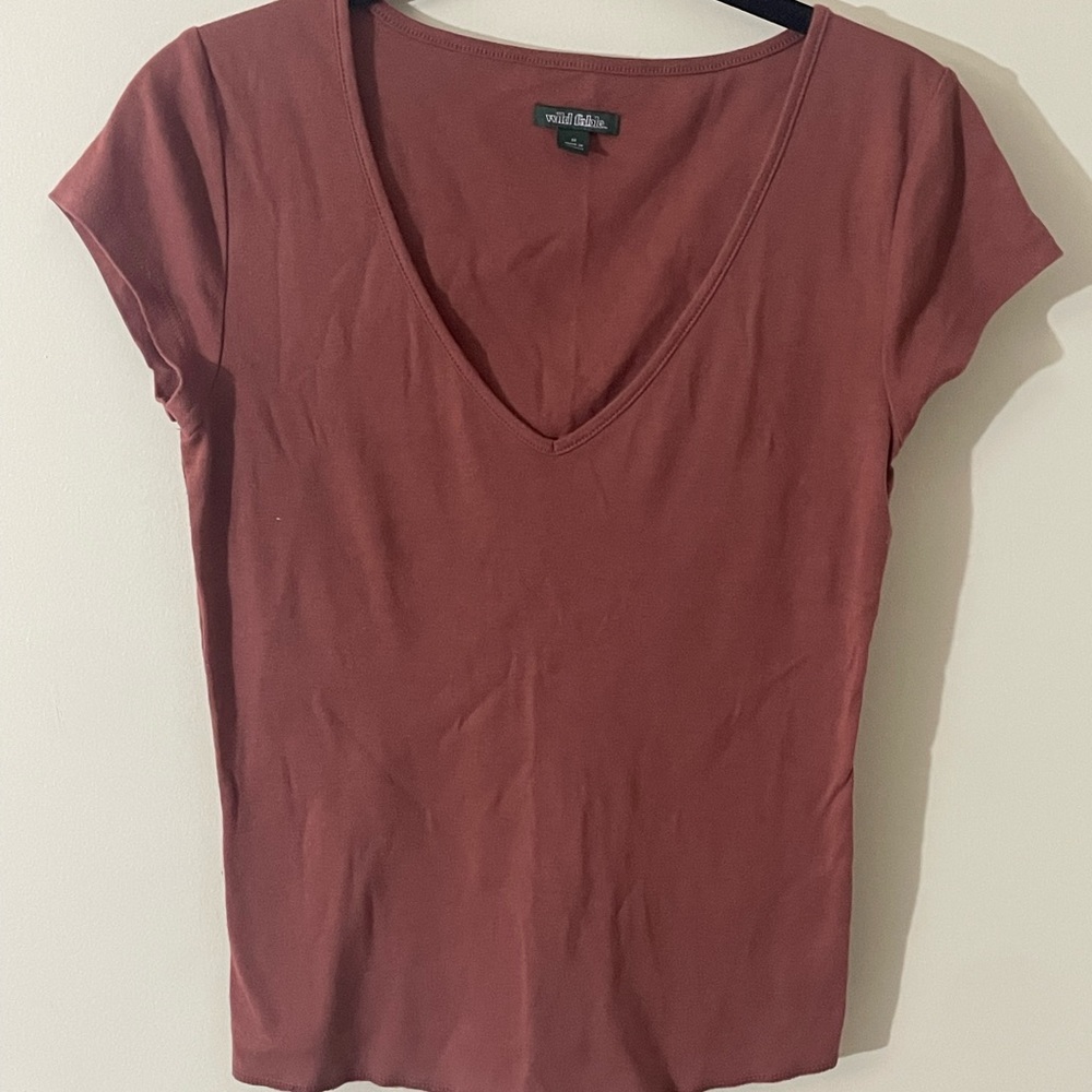 Wildfable Medium Pink/Red Crop Top